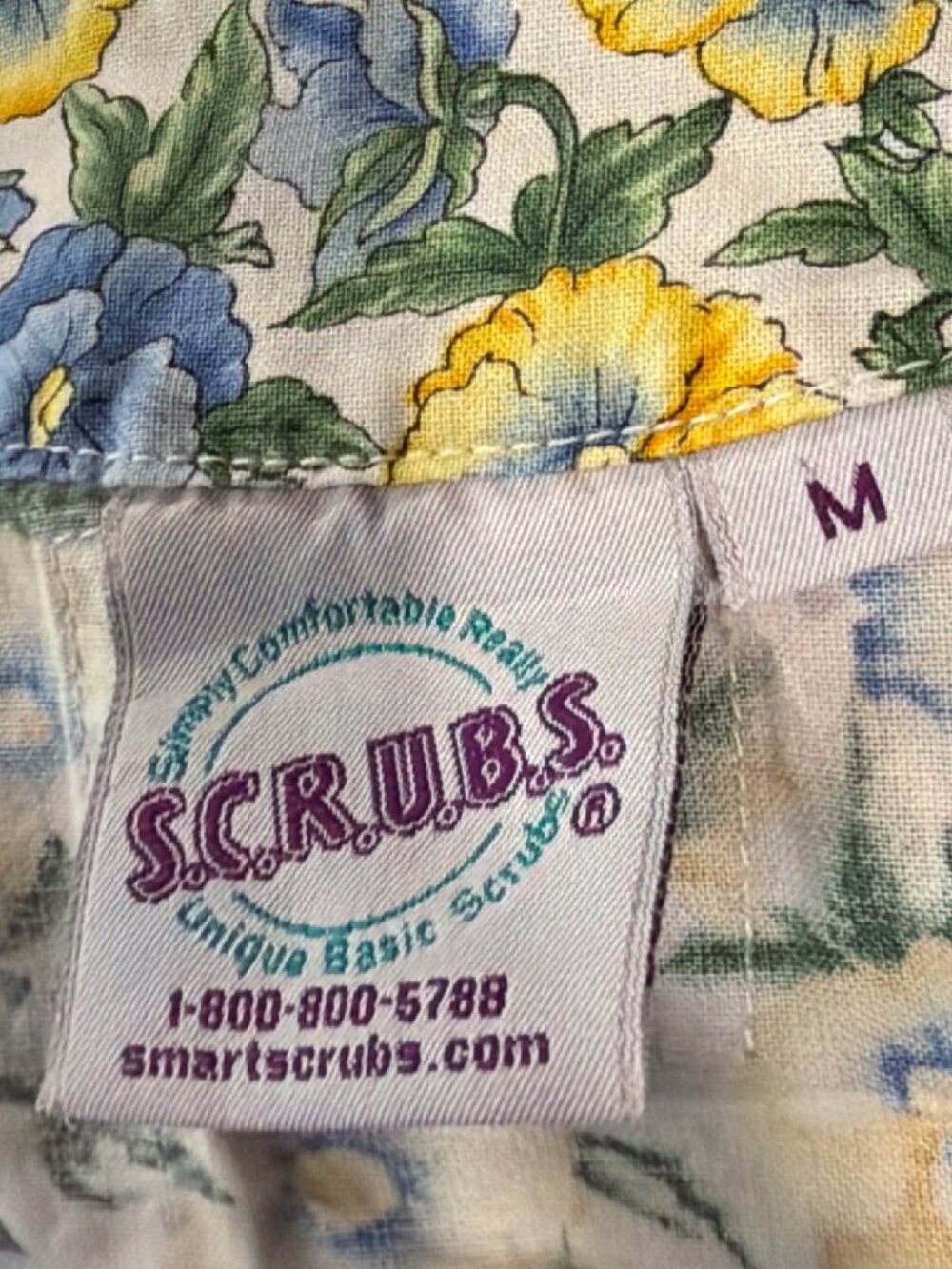 Floral S.C.R.U.B.S. Women’s Button-Front Jacket With Pockets Blue & Yellow Flowe - Picture 3 of 4